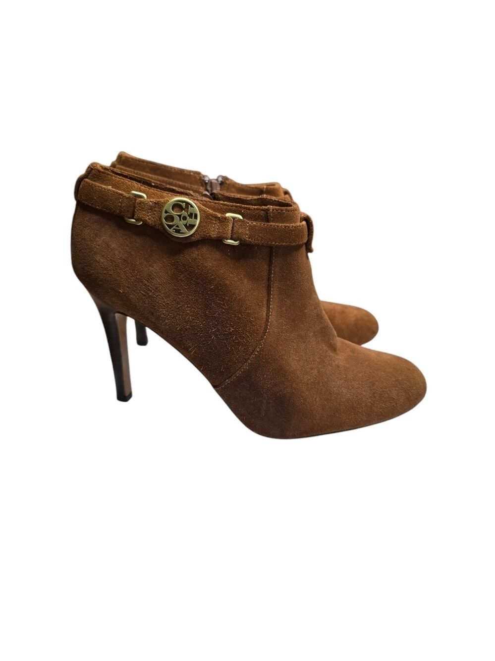 Coach Salene Suede Light Brown Ankle Heel Booties 8.5B